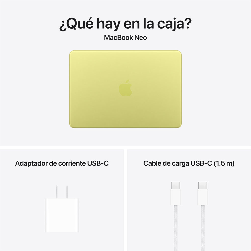 13-inch MacBook Neo: Apple A18 Pro chip with 6‑core CPU and 5‑core GPU, 8GB, 256GB SSD - Citrus