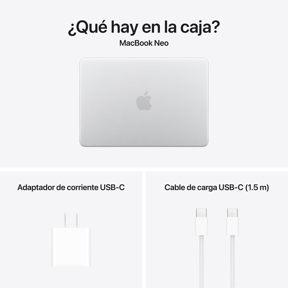 13-inch MacBook Neo: Apple A18 Pro chip with 6‑core CPU and 5‑core GPU, 8GB, 256GB SSD - Silver
