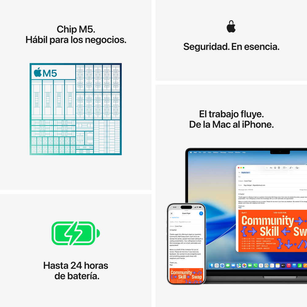 14-inch MacBook Pro: Apple M5 chip with 10‑core CPU and 10‑core GPU, 32GB, 1TB SSD - Silver